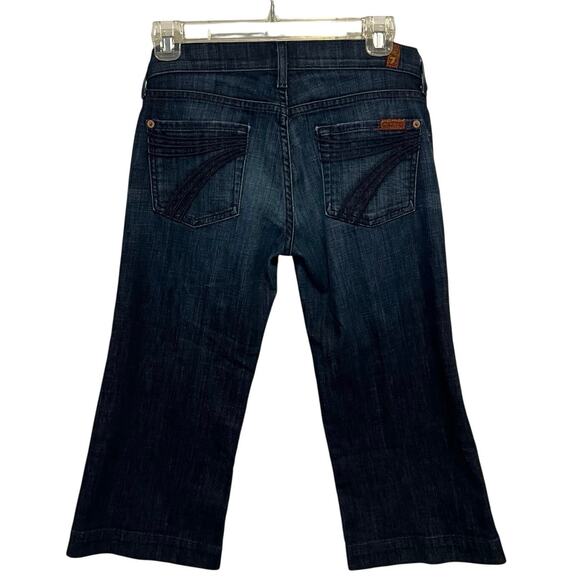 7 For All Mankind Dojo Crop Denim Jeans Capri Wide Leg Dark Wash Size 26* Retro - Picture 1 of 12